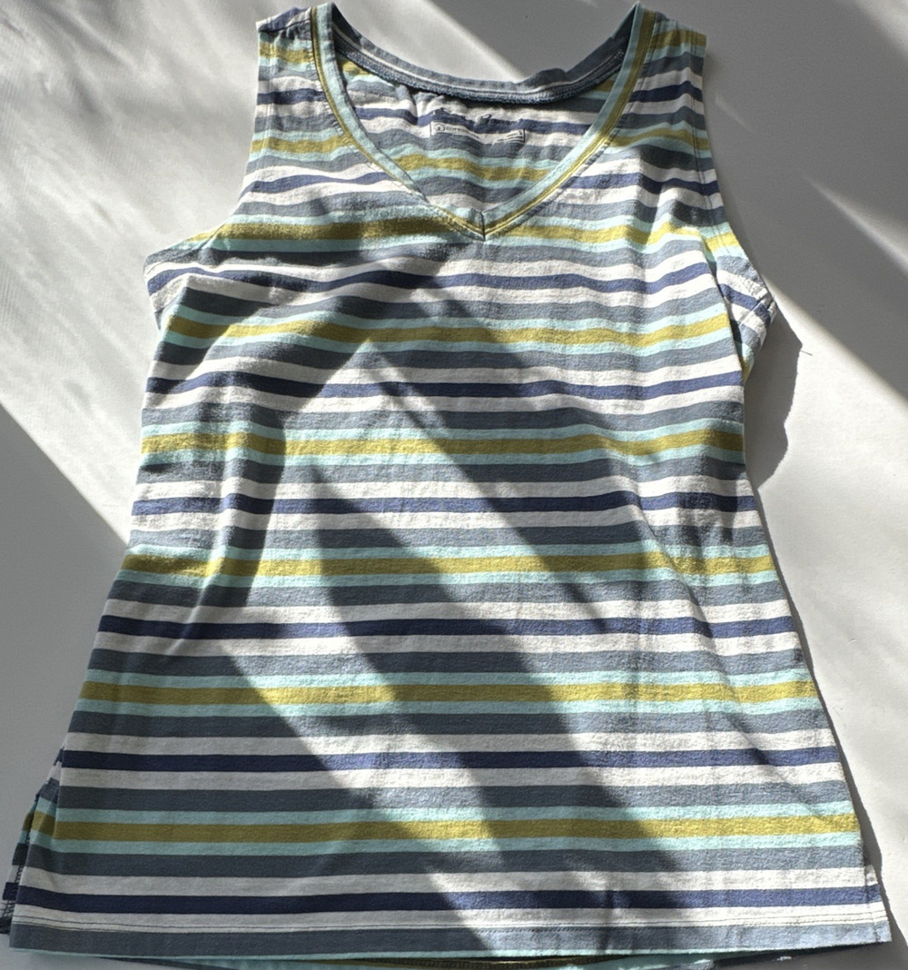 Eddie Bauer Tank Top Women's Size Small Blue, Green, Cream USA Cotton Classic